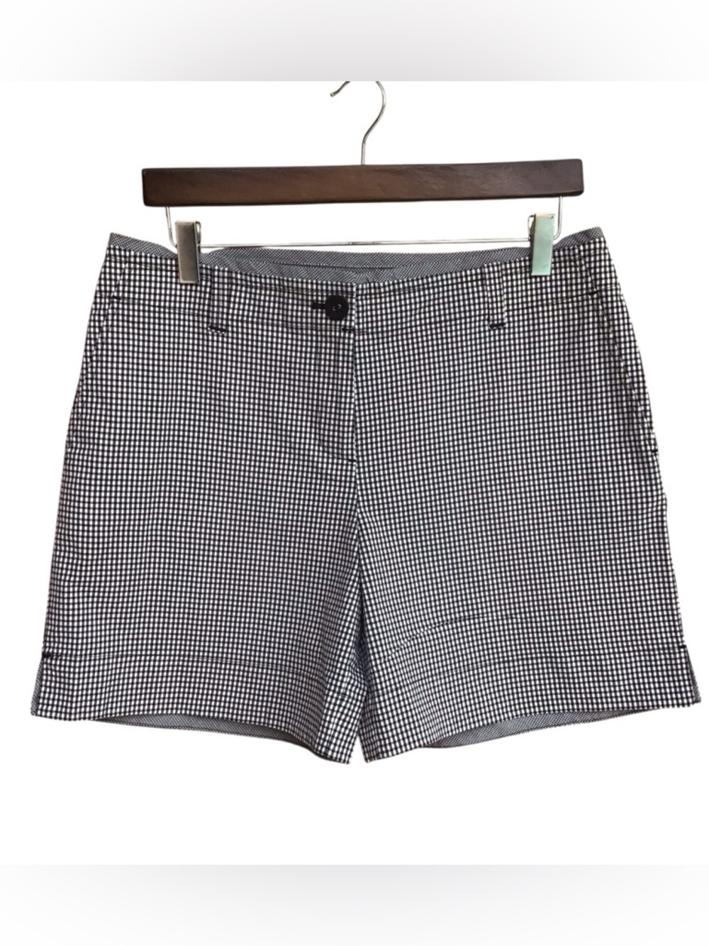Talbots Vintage Black White Gingham Stretch Shorts Size 10P